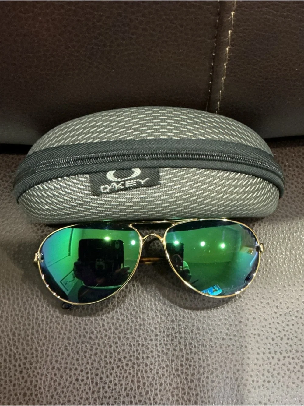 Oakley FALLBROOK OO4079 Gold Aviator Sunglasses with Green Mirrored Lenses